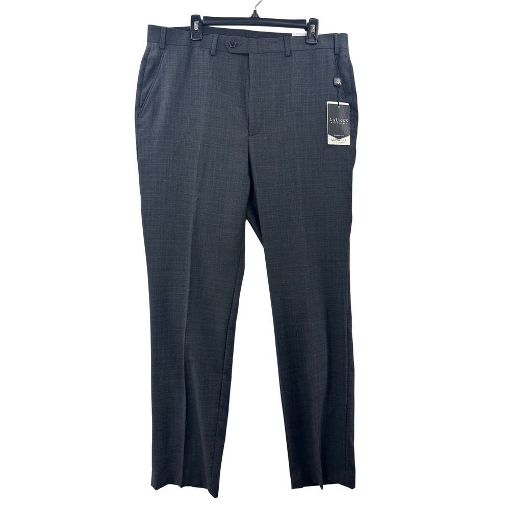 Lauren‎ Ralph Lauren Men Classic UltraFlex Suit Trousers Charcoal Grey 36W x 34L